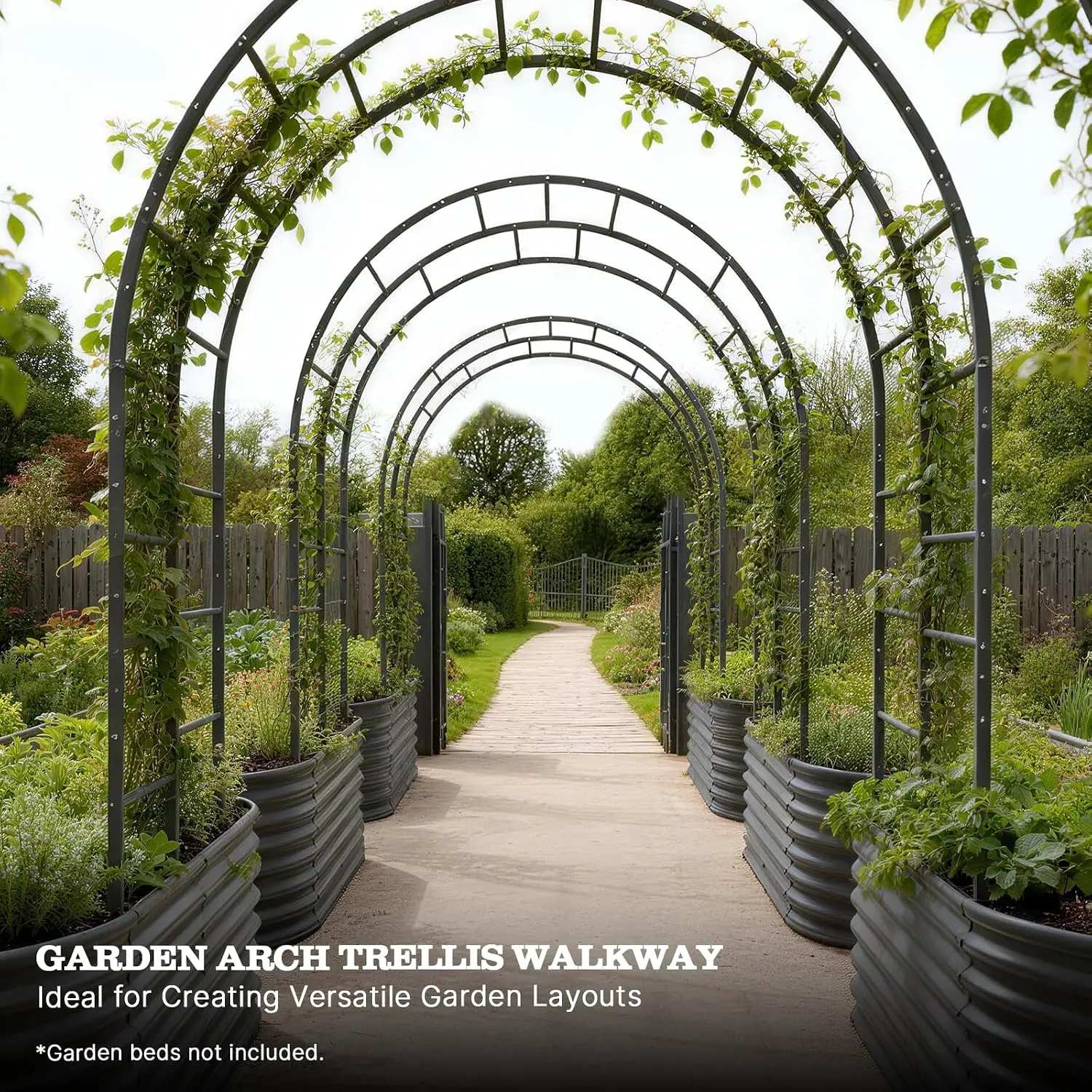 Anleolife 4x6FT Heavy Duty Double-Arch Garden Trellis for Climbing Plants, Customized