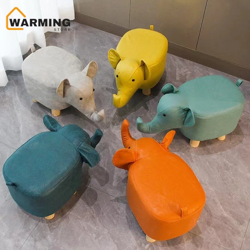 

Elephant Stool Children's Animal Stool Solid Wood Shoe Stool Creative Small Stool Home Living Room Cartoon Cute Low Stool