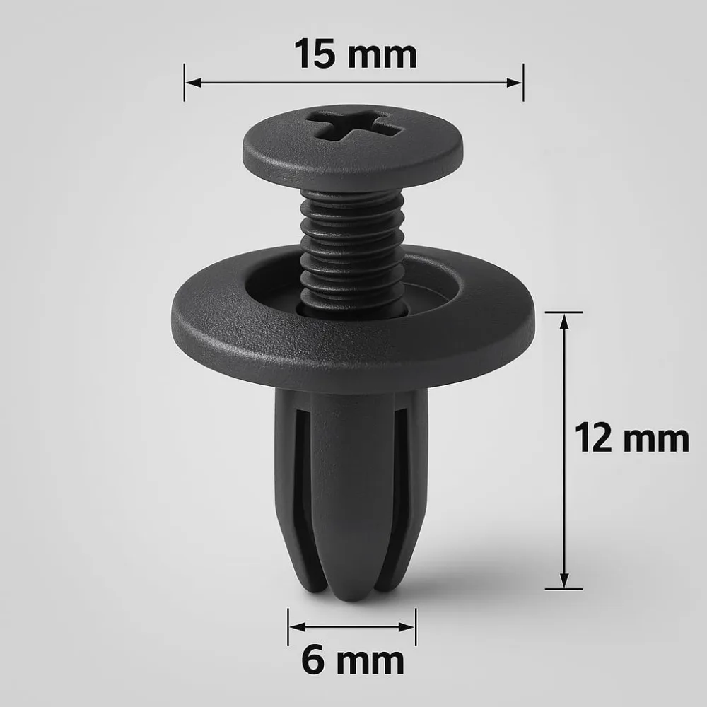 100 Pcs Car Fender Skirt Push-Type Plastic Nylon Retainer Clips Fasteners 15x12x6mm