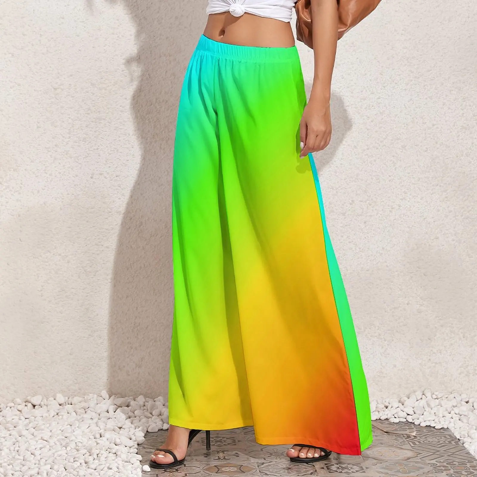 Pantaloni dritti arcobaleno colorato LGBT Pride Flag pantaloni larghi Kawaii pantaloni grafici estetici oversize femminili