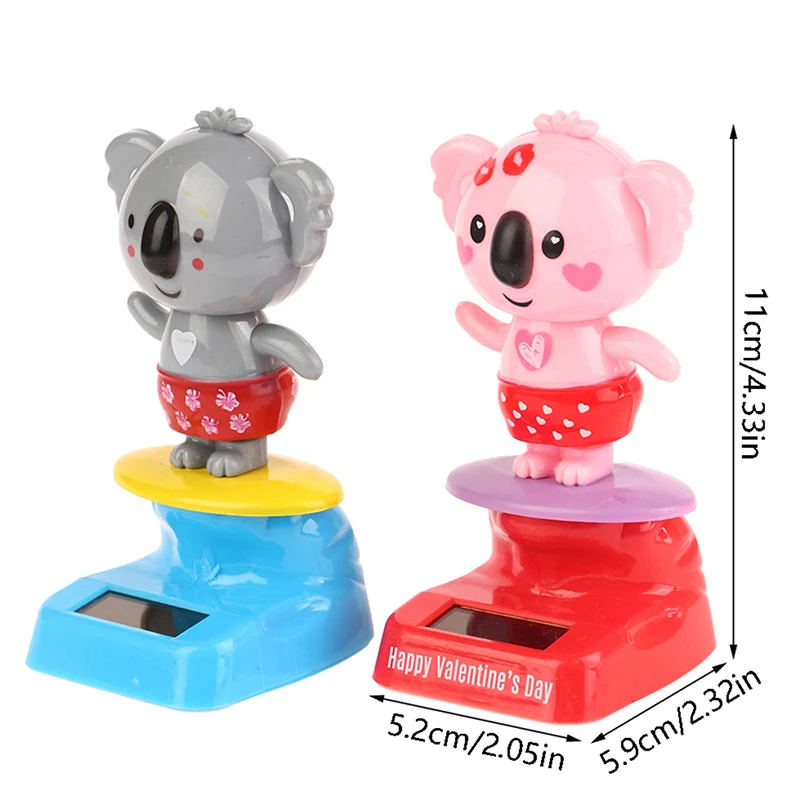 Kawaii Cartoon Bobble Head Koala Toy Ornaments Solar Power Car Ornament Shaking Head Toy Auto Decorations