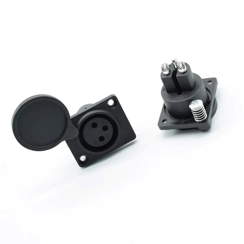 1PC  Soldering for Power MIC Connector Black XLR 3 Pin Waterproof Female Chassis Panel Mounted Socket Adapter