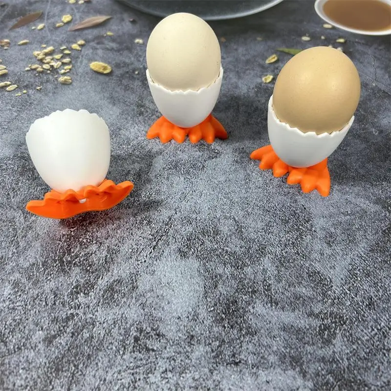 (BF06)Cracked-Shell Chick Footed Egg Cup – Fun Goblet-Style Boiled Egg Holder Stand For Kids Breakfast Table