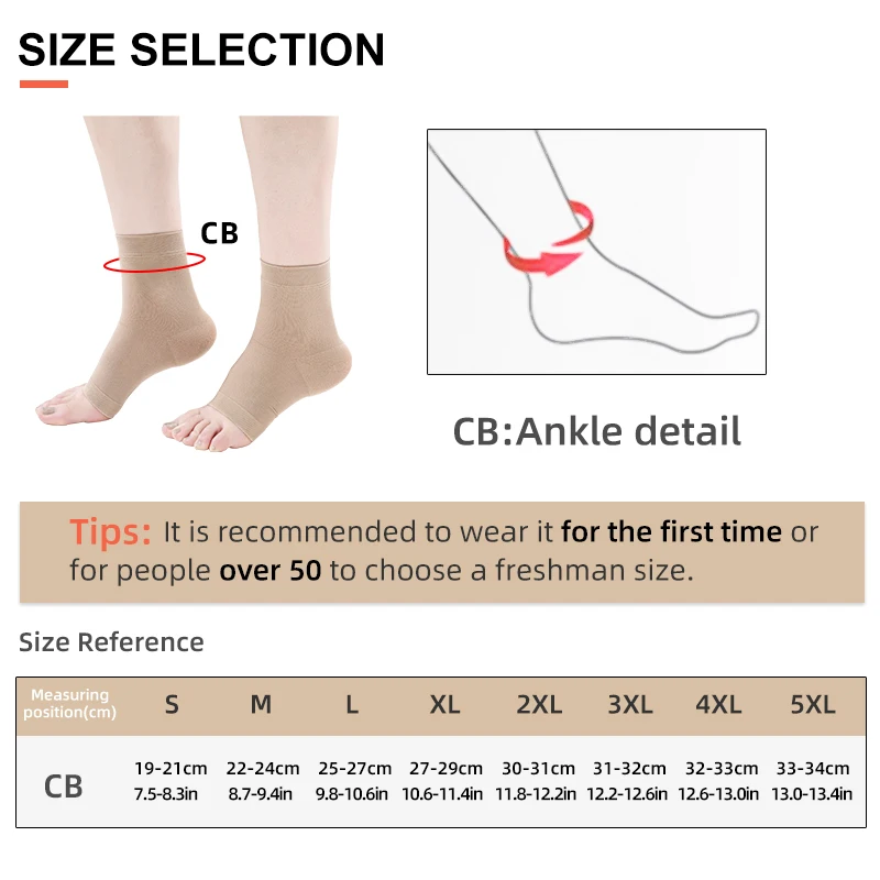 Hh-tobillera de compresión médica para fútbol, soporte elástico para fascitis Plantar, calcetín transpirable para Fitness, 15-21mmHg, 1 unidad