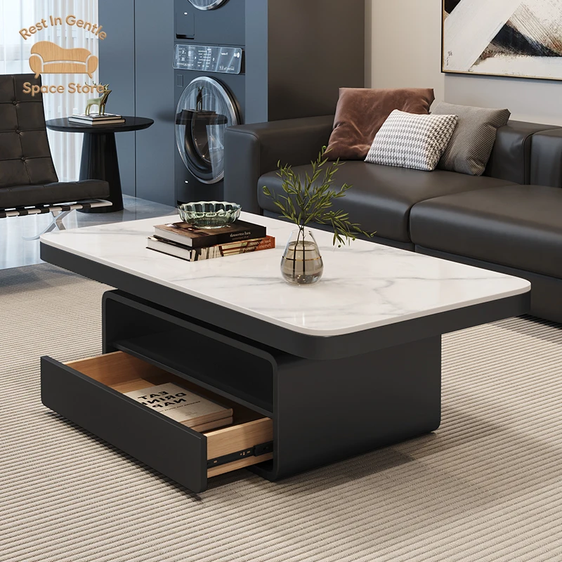 Rock slab rectangular Italian minimalist coffeetable light luxury small apartment modern simple high-end living room