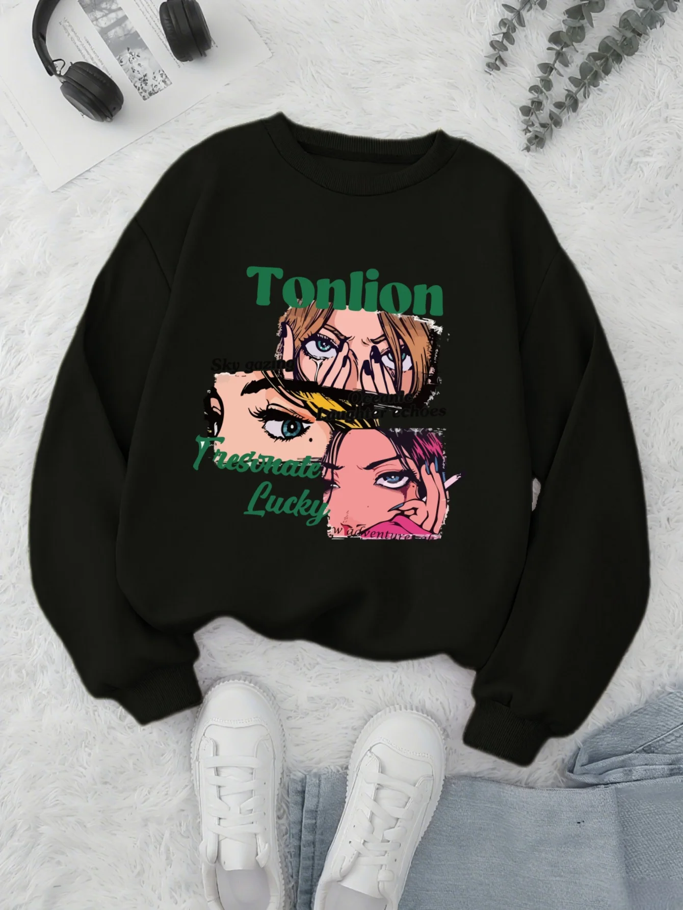 

Ретро комиксы глаза, графический принт, осенние и зимние хлопковые мужские и женские толстовки, мода для спорта и отдыха на открытом воздухе