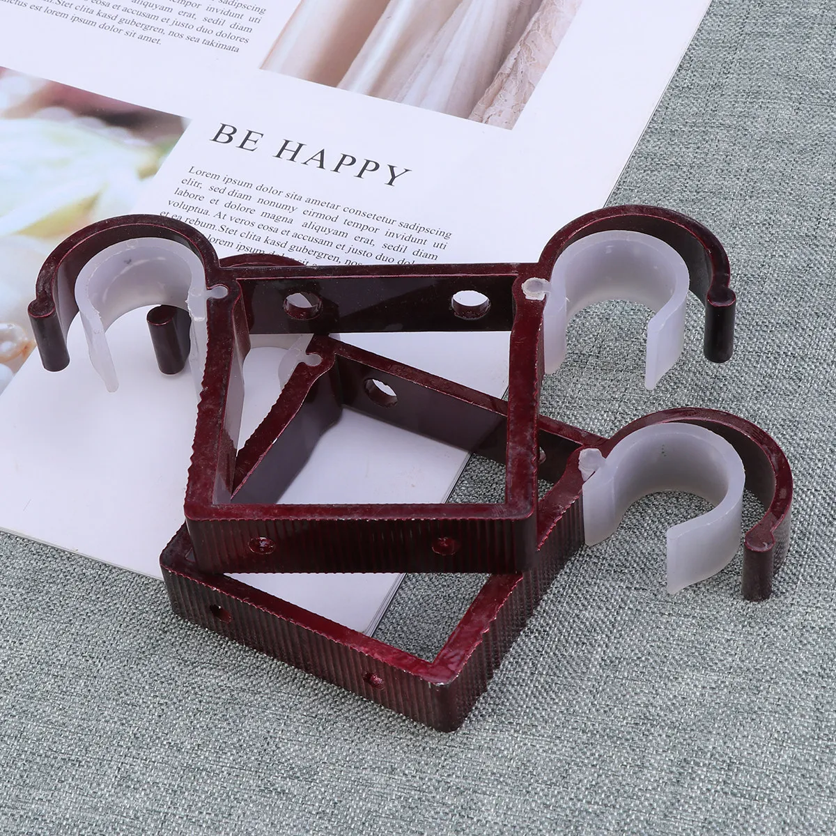 2Pcs Aluminum Alloy Curtain Rod Brackets Easy Install Double Hook Wall Mount Modern Heavy Duty for Thick Curtains Blinds