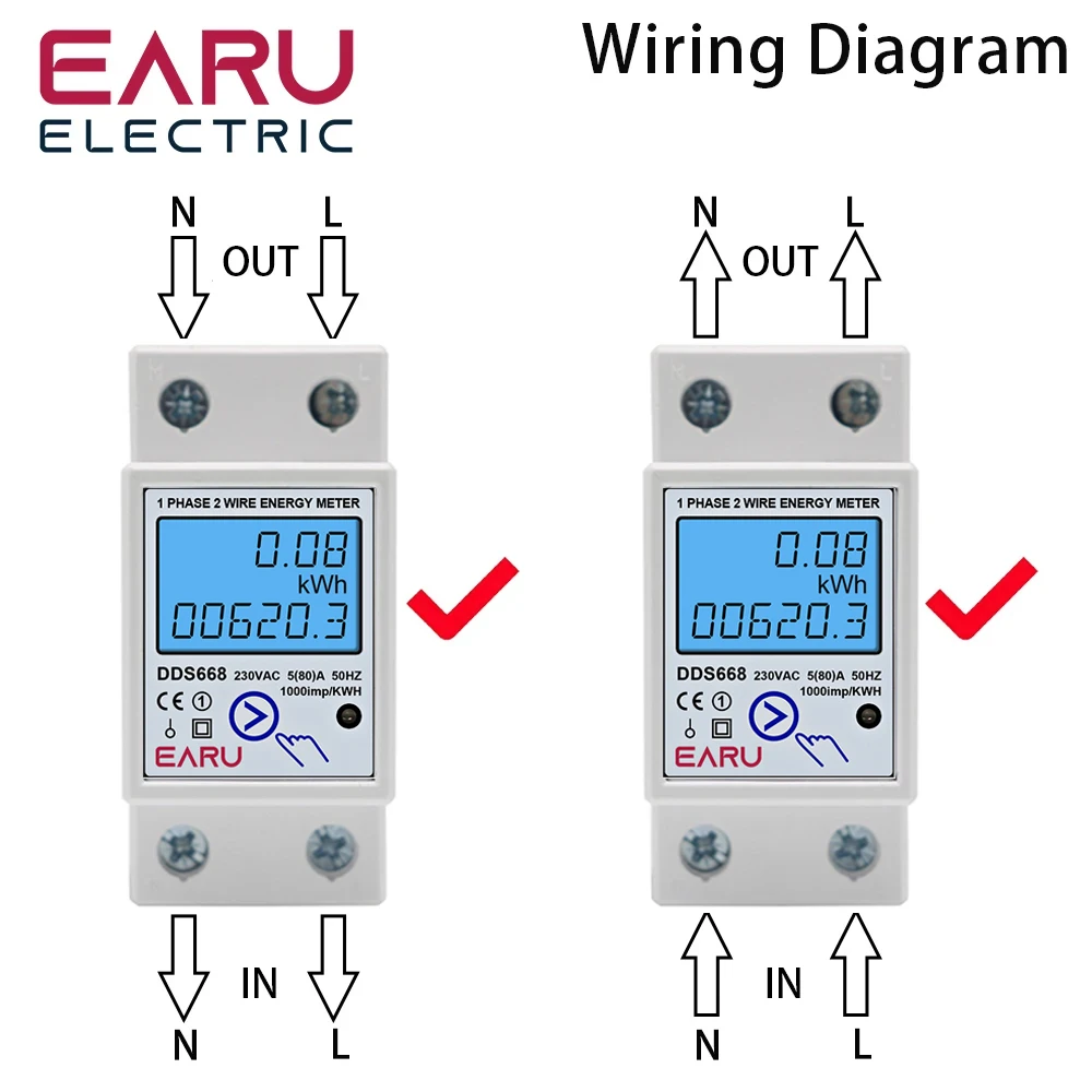 AC 110V 220V Digital Single Phase Reset Zero Energy Meter kWh Voltage Current Power Consumption Meter Wattmeter Electricity