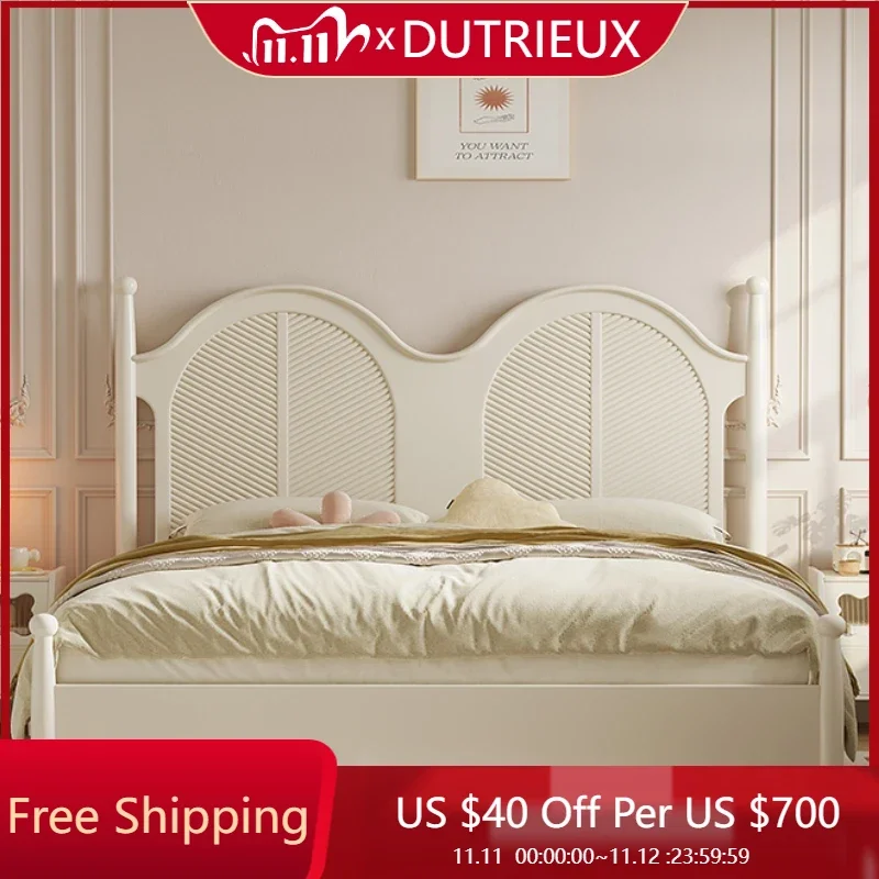 

Эстетическая кровать принцессы, минималистичный дизайн, классическая квартира из массива дерева, европейская кремовая современная мебель для спальни Cama De Casal