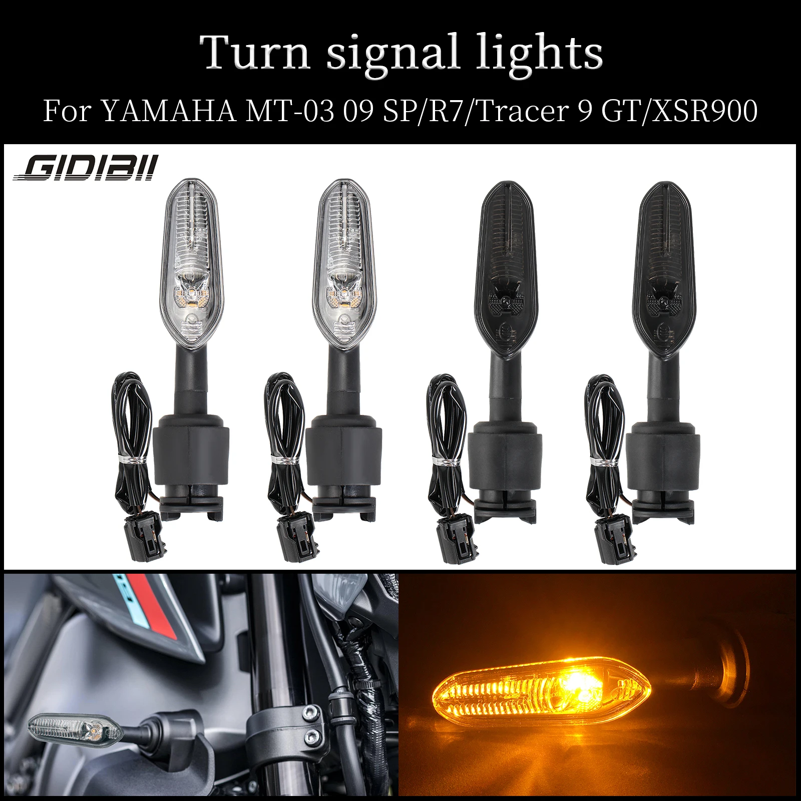 

Motorcycle LED Turn Signals Lights For Yamaha MT-03 MT-09/SP YZF-R7 XSR900 Tracer 9 GT LED Indicator Light Flashing Lights