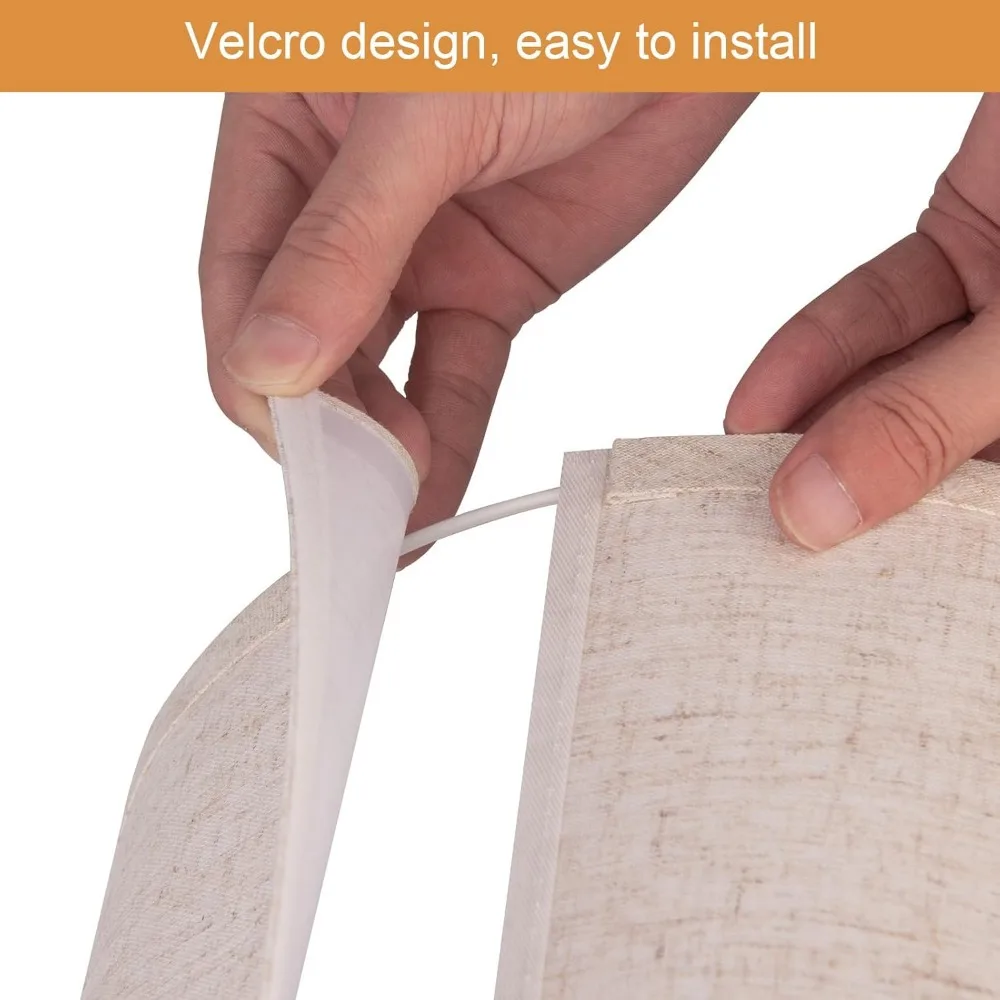 drum lamp shades set of 2, beige linen lamp shades for table lamps, 11‘’ diameter x 8.85‘’ height, replacement lampshades for e2