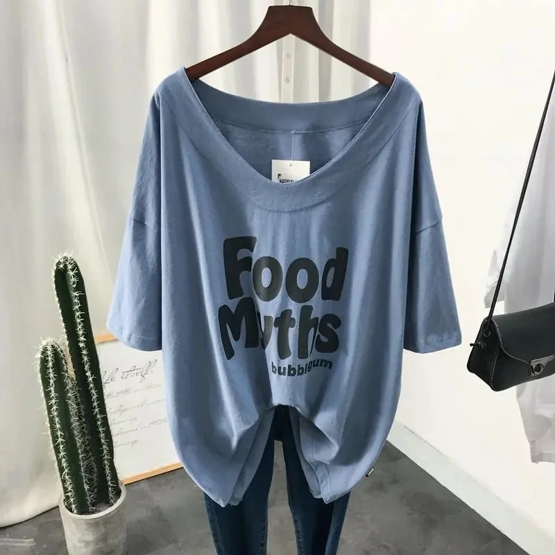 Plus Size 5XL 150kg Summer T-shirts Woman clothing Short Sleeve Oversized Tops for Women Female Tees Harajuku T-shirt