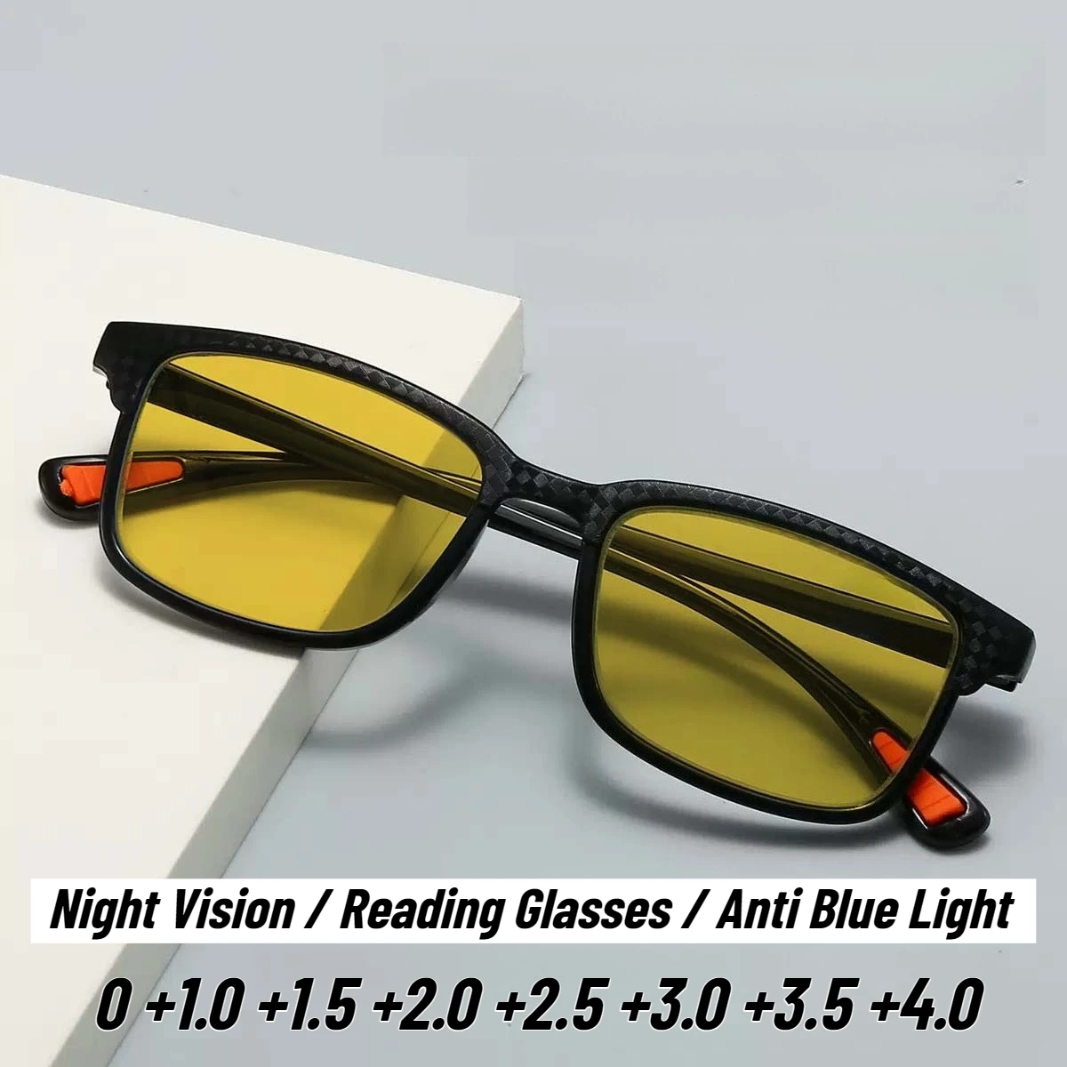 

Мужские и женские модные очки для чтения с высокой четкостью изображения, ночным видением, защитой от синего света и усталости, ультралегкие, +4.0