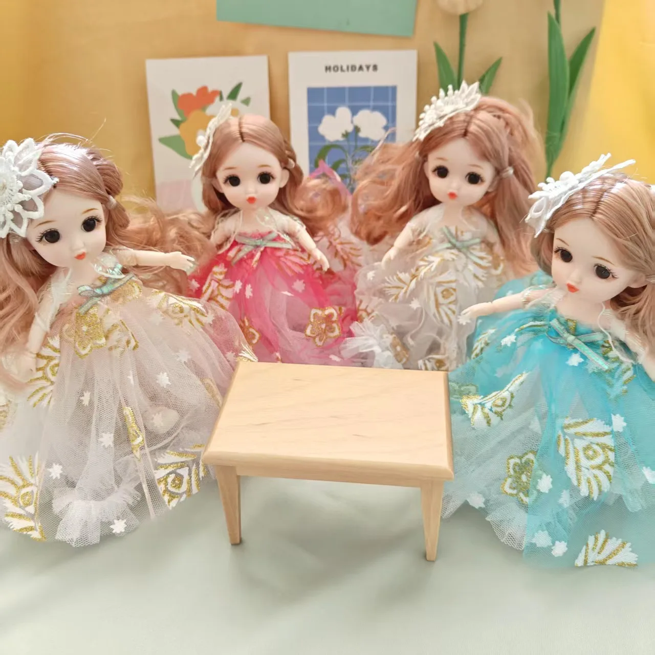 17 سنتيمتر فتاة دمية على شكل أميرة موضة مساء فستان الزفاف فستان BJD دمية المفاصل المنقولة DIY بها بنفسك فستان لعب الفتيات هدية عيد ميلاد