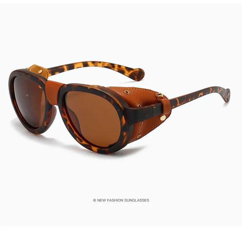 BOYSEEN Steam Punk Oval Winddicht Goggle Polarisierte Sonnenbrille Männer Frauen Fashion Shades Vintage Brille Brillen UV400 – Detail 12