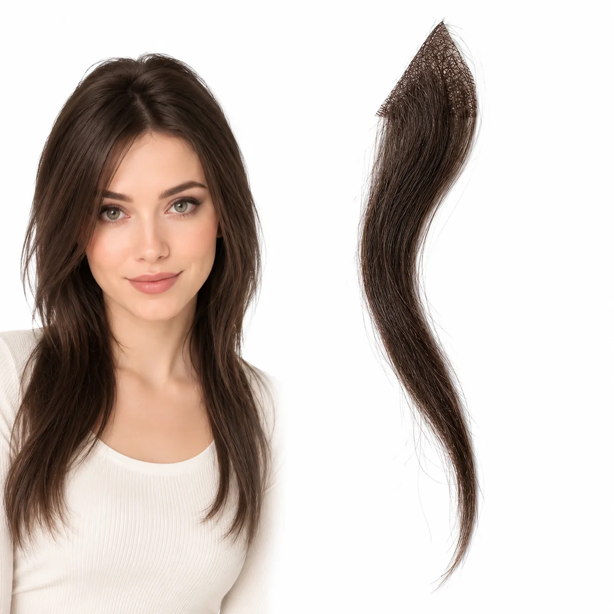 Invisible Triangle Mesh Hairpiece for Women 3x3 Hairline Topper Patch Lightweight Temple Coverage Hair Extension