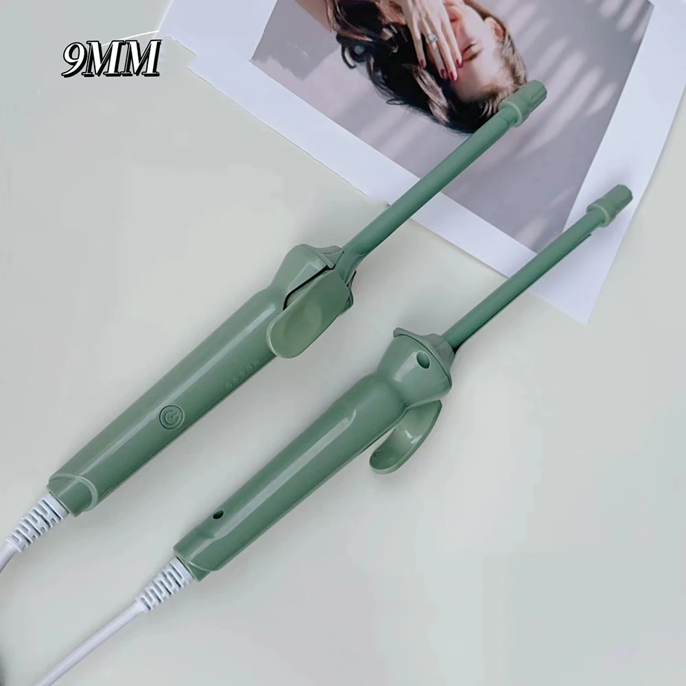 Mini Hair Curling Iron 9mm Curler Wand Professional Curly Tongs Ceramic Electric Salon Styling Tool Small Crimping Iron