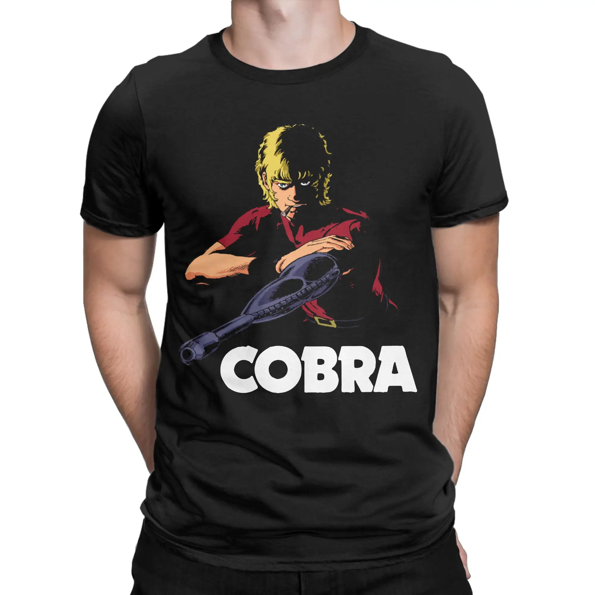 Space Adventure Cobra T Shirt Men's  Pure Cotton Funny T-Shirt Crewneck Manga Anime Tees Short Sleeve Tops Gift Idea