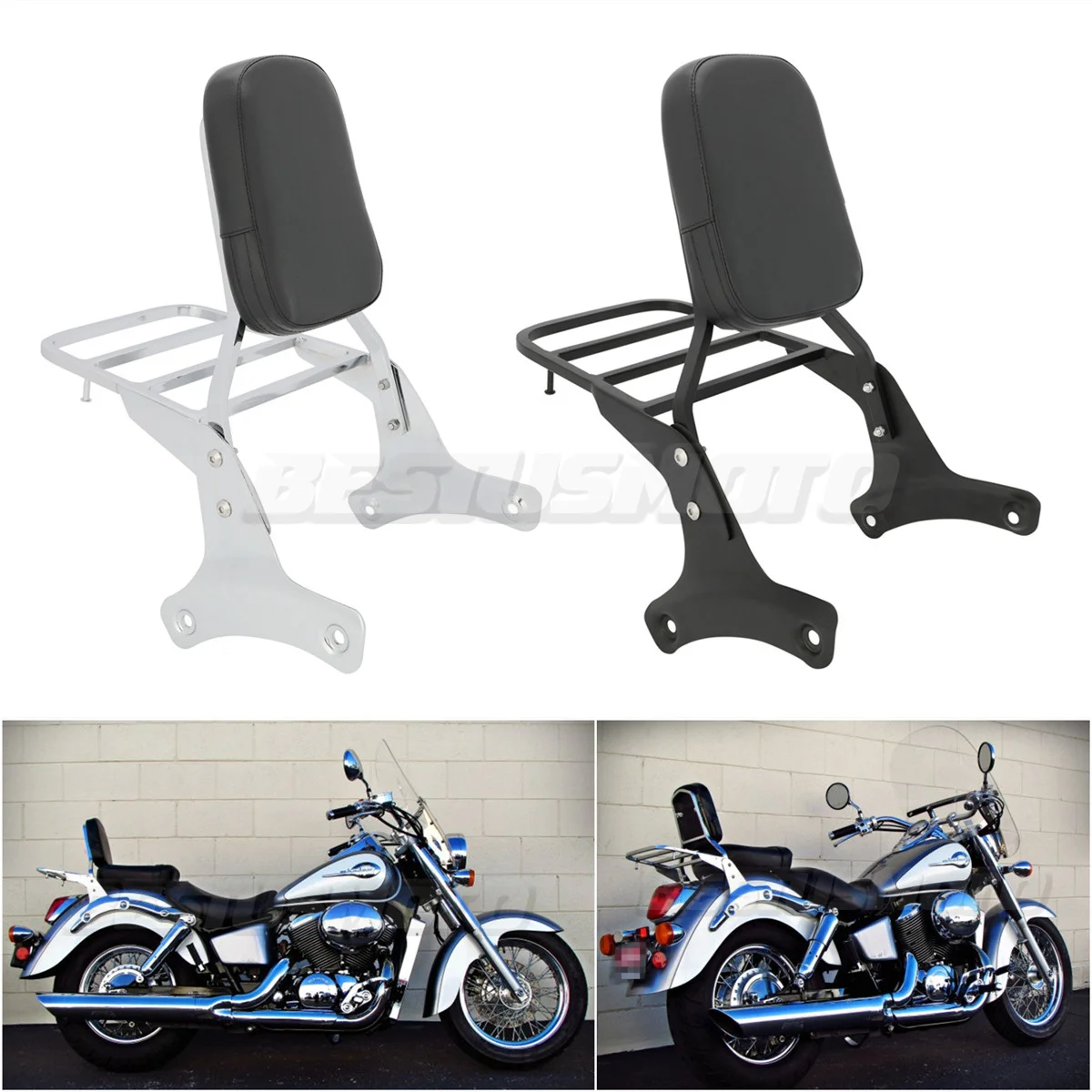 Motorcycle Passenger Backrest Sissy Bar Luggage Rack For Honda Shadow 400 750 VT400 VT750 ACE 1997 1998 1999 2000 2001 2002 2003