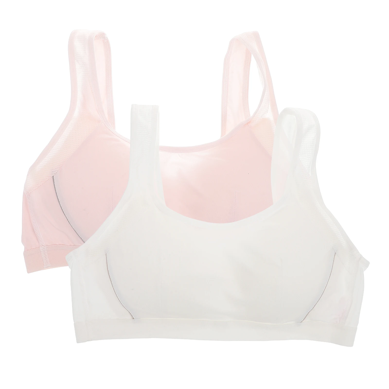 

2pcs Sports Bra for Girls Junior High Students Cotton Wirefree Training Underwear Breathing Fabric Running Support Daily Wear