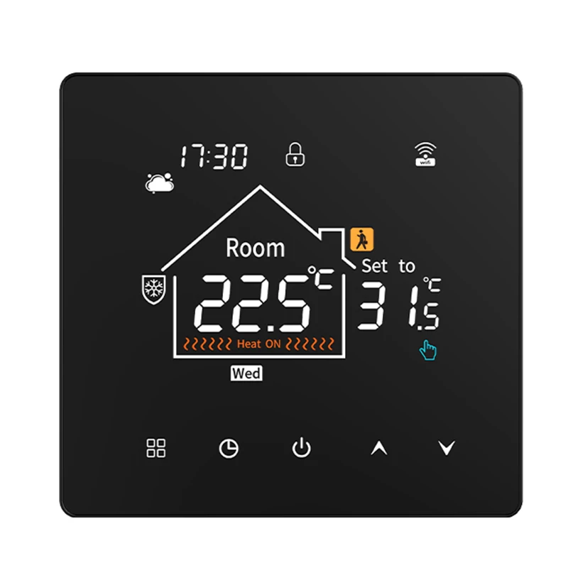 

Умный Wi-Fi термостат K7 Tuya с сенсорным ЖК-экраном для электрического/водяного отопления, с недельным программированием, блокировкой от детей и голосовым управлением