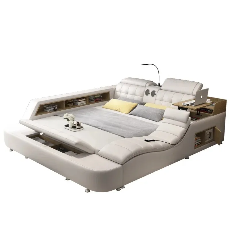 

Modern Leather Smart Beds Multifunctional Bed Intelligent Bed With Massage Storage King Size