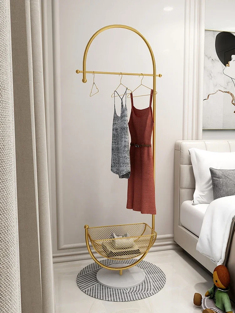 Floor to ceiling clothes rack, bedroom, living room, balcony, vertical clothes rack, light luxury Italian internet famous gold c