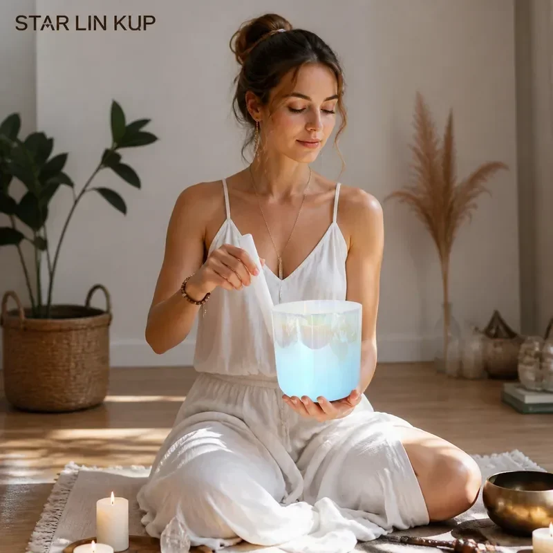 STAR LIN KUP Crystal Singing Bowl for Yoga Meditation Stress Relief Healing Chakra Balance Percussion Instrument Sound