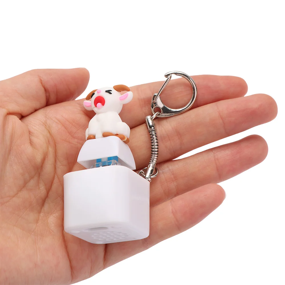 Rechargeable Screaming Goat Key Chain LED-Glowing Sound-Effect Mechanical Key Cap Cartoon Cat Pocket-Sized Sounding Key Ring