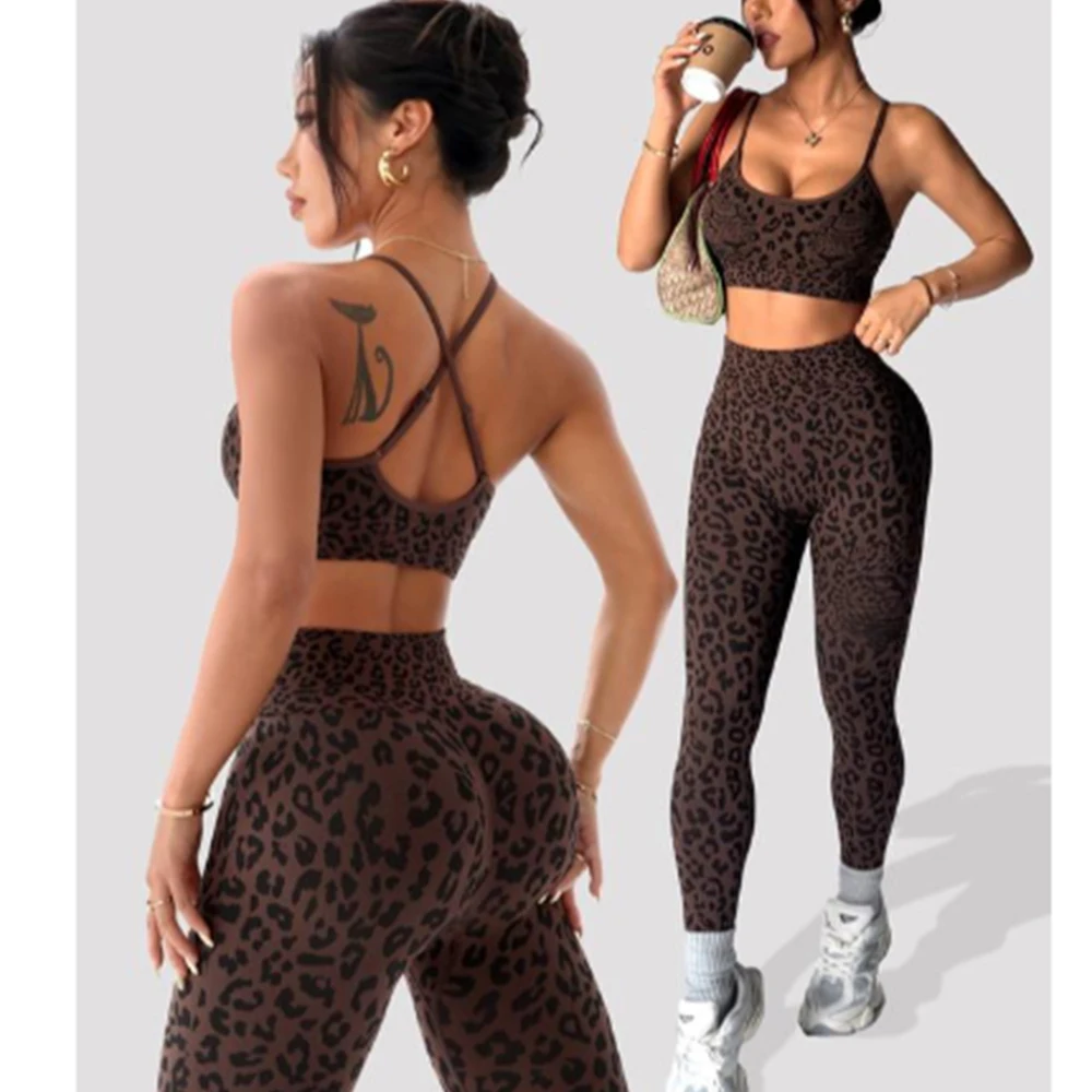 2 Piece Seamless Yoga Set For Women Sports Bra With Tummy Control Leggings Gym Workout Fitness Outfit Sportswear