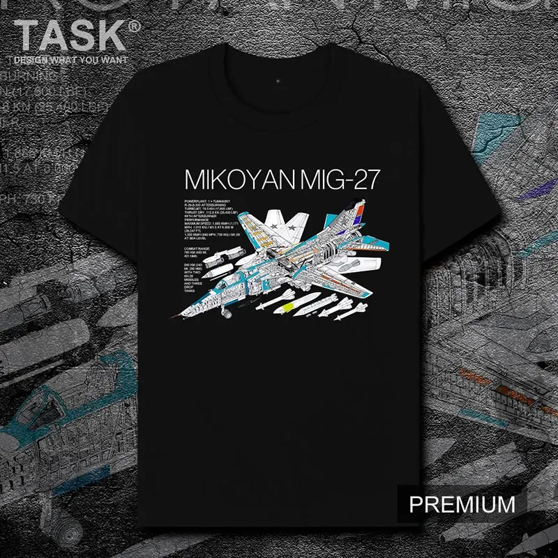 

Soviet Union Mikoyan MiG-27 Fighter Printed T-Shirt Summer Cotton Short Sleeve O-Neck Men's T Shirt New S-3XL