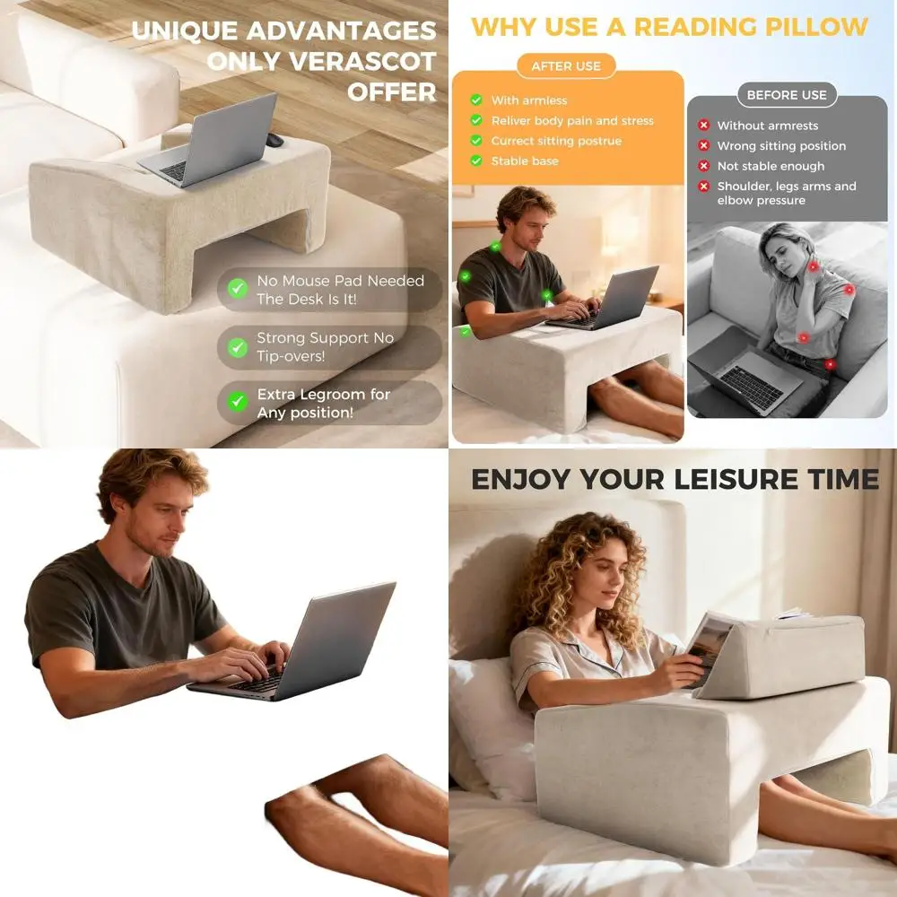 

Portable Memory Foam Lap Desk with Pocket for Laptop, Reading, Gaming, and Crafting - Foldable and Comfortable for Use on Bed, S