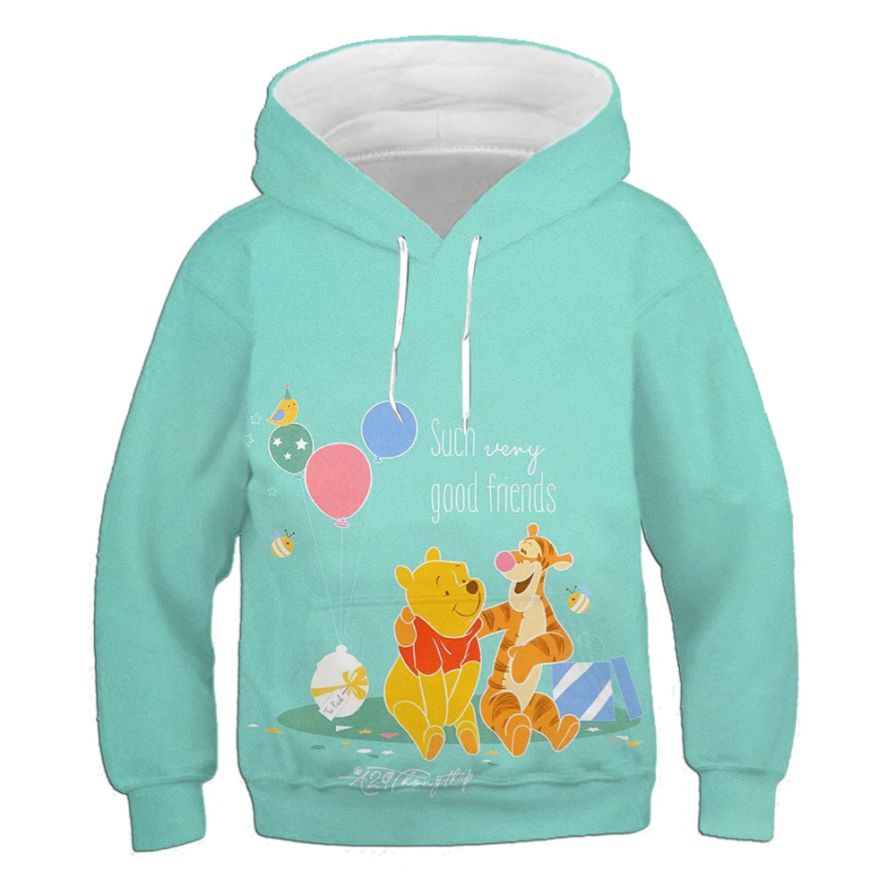 

Новый детский модный пуловер с героями мультфильмов Disney Winnie the Pooh с энергическим принтом, удобная толстовка с капюшоном, модный уличный стиль