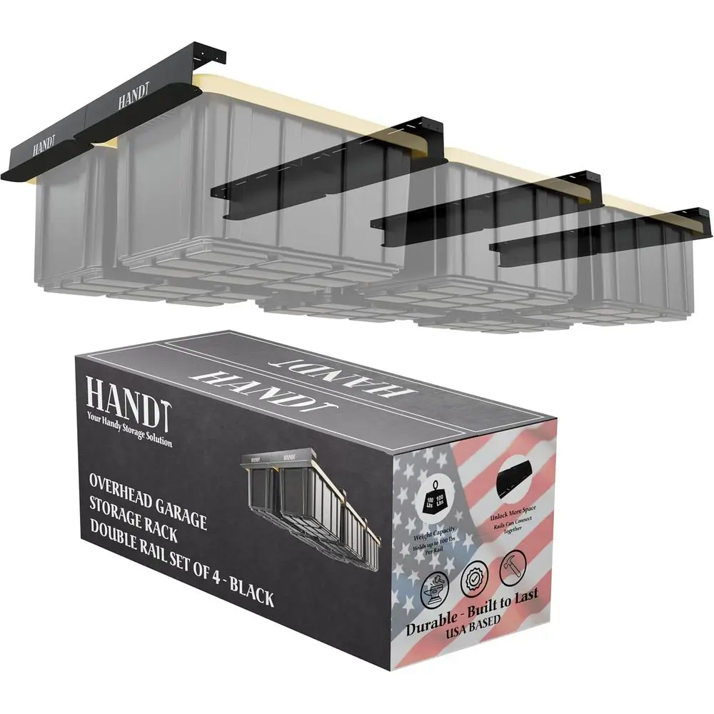 

OverGarage Storage Rack, Heavy Duty Metal Ceiling Rails, Garage Storage Organization Shelving System, Hanging Racks, Supports Up