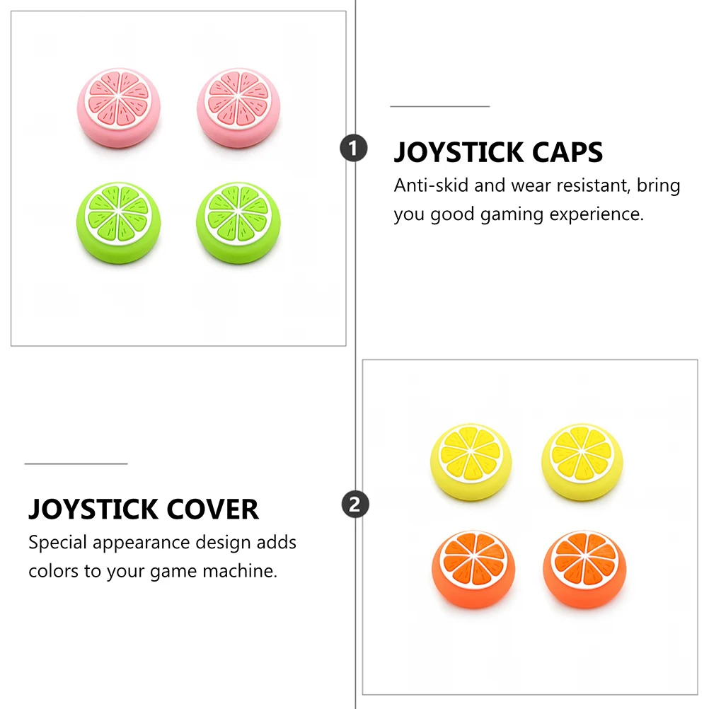 

8Pcs Fruit Lemon Silicone Thumb Joystick Caps Non-Slip Protective Covers for Game Controllers Comfortable Grip Analog Stick