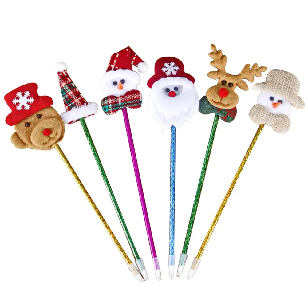 12Pcs Ballpoint Pens Cute Cartoon Santa Snowman Design Smooth Writing Black Ink for Students Office Home