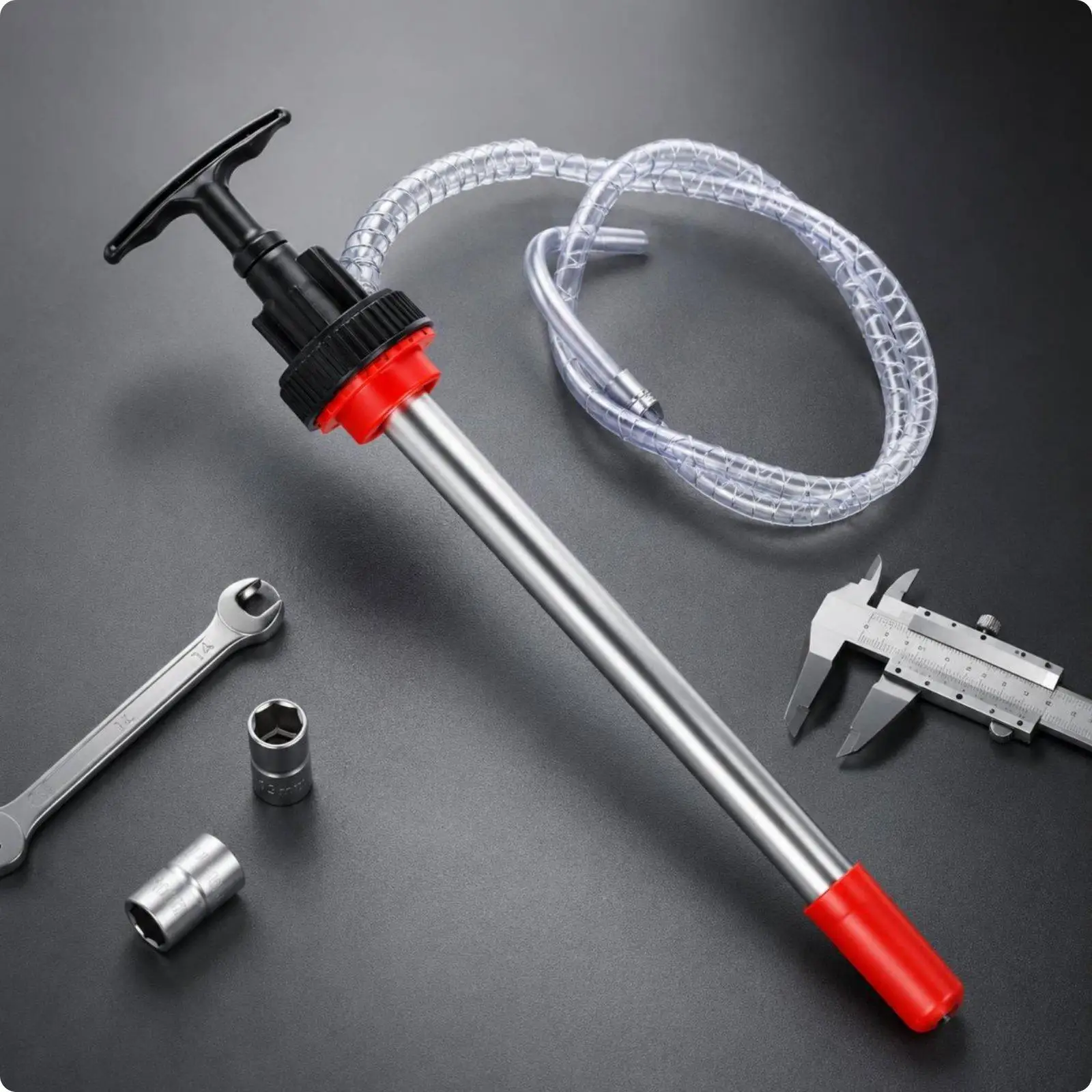 Hand Oil Pump Heavy Duty Steel Manual Pump No-Anti-Leak Nozzle for Garage