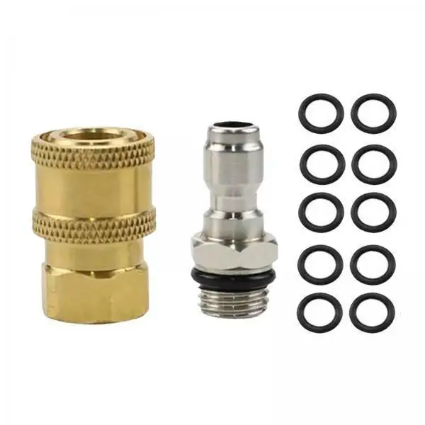 6x Brass Pressure Washer Adapter Set with 10 Pack O Rings Quick Coupler Fittings