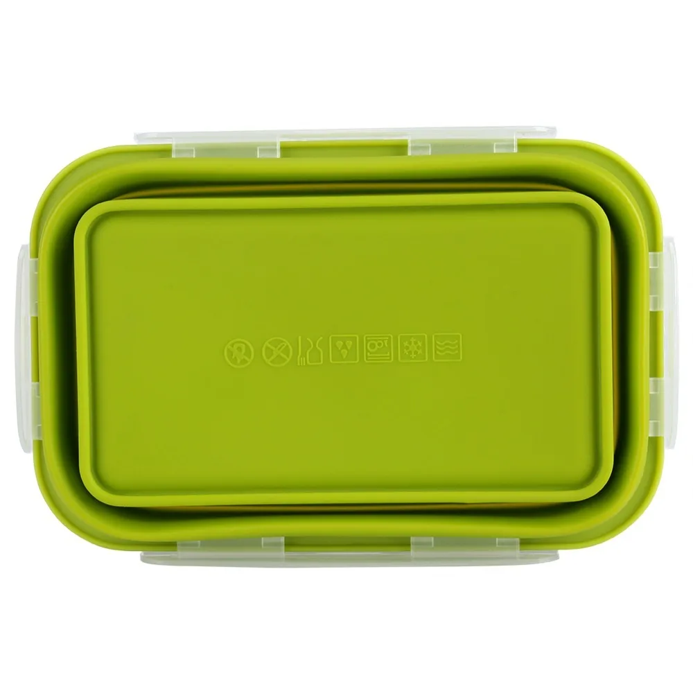 Portable 800ml Collapsible Lunch Box Silicone Clip-On Lid Folding Food Container Silicone Lunchbox For Outdoor Travel