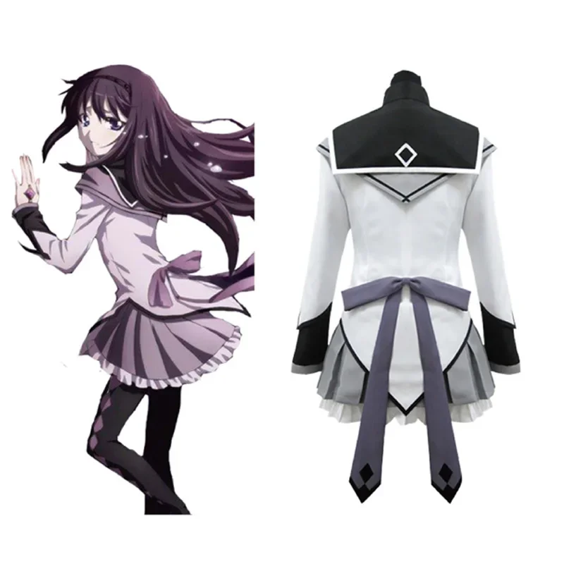 Akemi Homura Cosplay Costume Puella Magi Madoka Magica Skirts and Wigs Woman's Stockings Hairpin Accessories AS8244