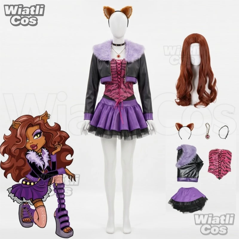 costumes-de-cosplay-de-clawdeen-wolf-style-y2k-gothique-punk-ensemble-en-similicuir-perruque-pour-femmes-costume-de-cosplay-d'halloween-pour-une-fete-a-comic-con