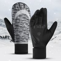 2 in 1 Plush Winter Warm Gloves Windproof Waterproof Thermal Snow Gloves Touch Screen Reflective Motorcycle Cycling Gloves