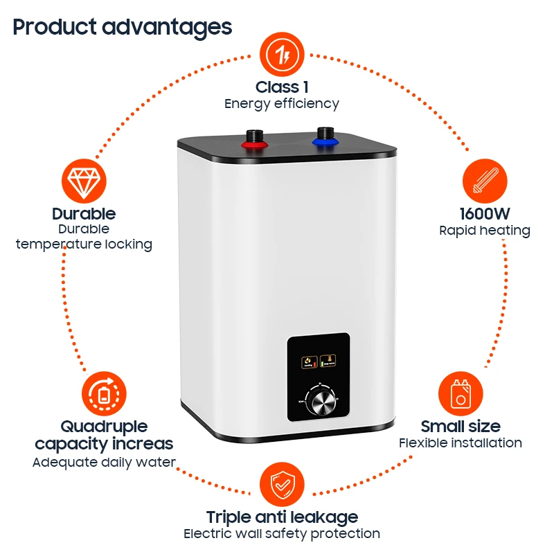 6 10 15 Liter Chauffe Eau Salle De Bain Tank Storage Under Sink Electric Hot Boiler Water Heater Geyser for Kitchen