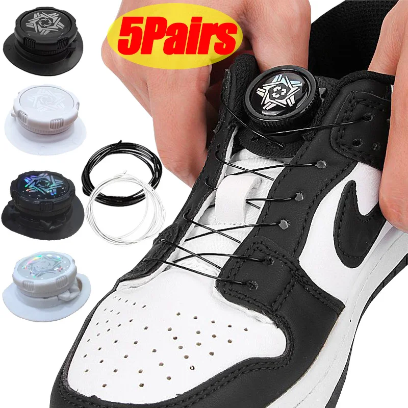 

5Pair Shoe Laces For Sneakers No Tie Shoelaces Swivel Buckle Men And Women Leisure Lazy Shoes Lace Accessories