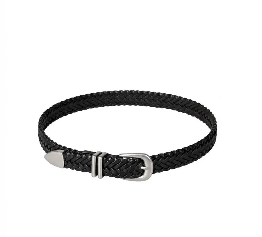 Handmade Braided Belt for Men Women Vintage Woven Leather No Hole Metal Buckle Cleanfit Streetwear Jeans Waist Belt Unisex