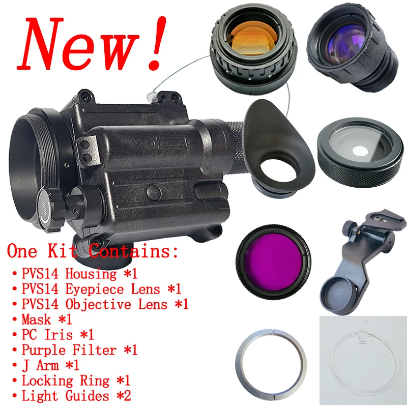 New PVS14 Housing Complete Kits Night Vision Circuit Boards Manual Gain With Eyepiece Objective Lens Iris J Arm Locking Ring