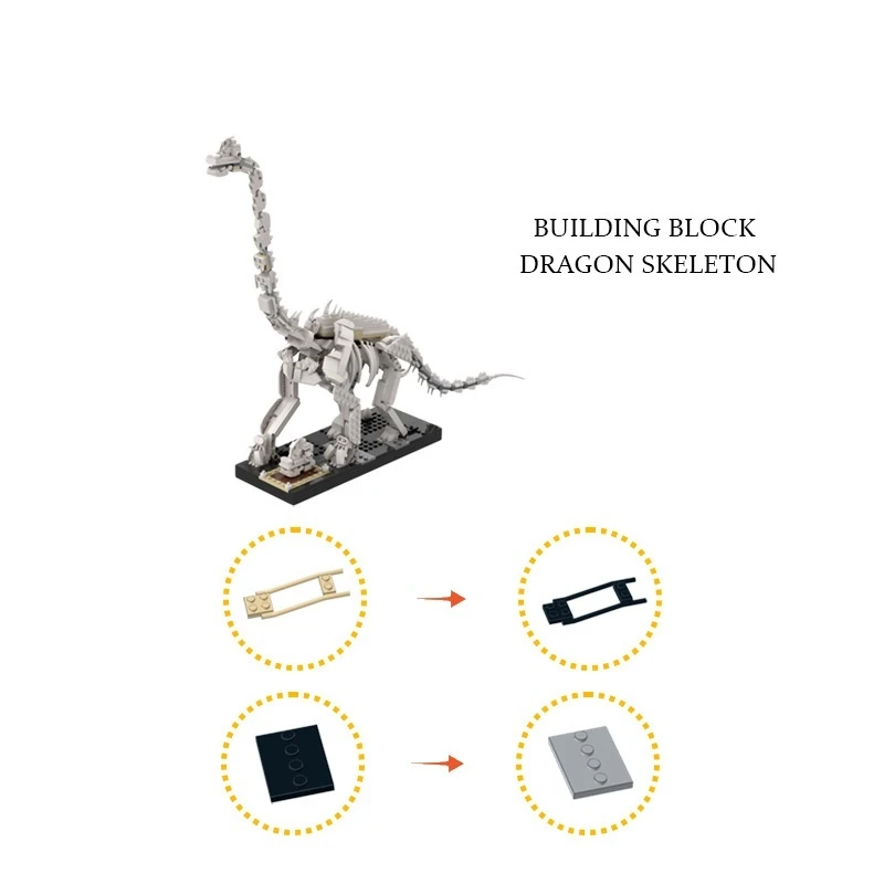 Dinosaur Building Block Model Tanystropheus Skeleton Plesiosaur Desktop Building Block Toys And Ornaments Children Learning Toy