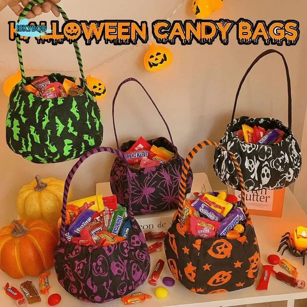 

Cloth Halloween Candy Bag Trick or Treat Gifts Pouch Pumpkin Candy Bucket Plush Handbag Stuffed Cotton Tote Bags Children