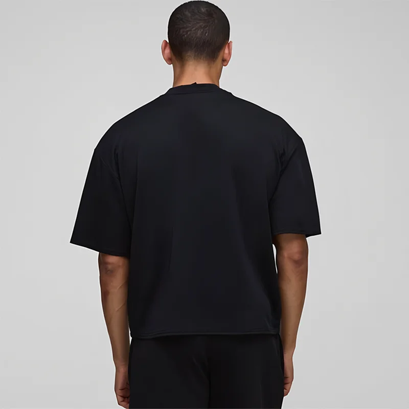 メンズ ランニング Tシャツ オーバーサイズ ボックスシルエット ドロップショルダー 100% コットン ヘビーウェイト 半袖 スポーツ Tシャツ カジュアル ジムウェア