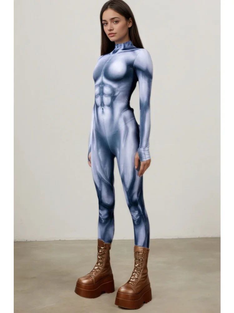 Realistischer Muskel-Bodysuit für Männer und Frauen, dehnbarer Kostüm für Paare, Halloween-Cosplay, Party-Auftritt, Aerial-Yoga-Anzug – Detail 7